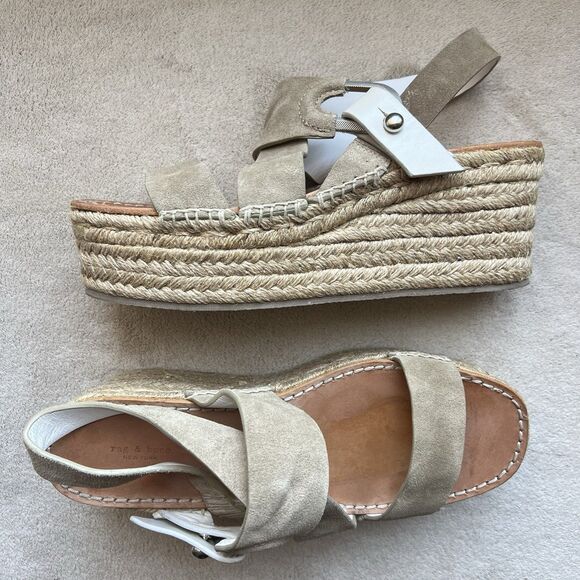 Rag & Bone August Light Tan Suede Espadrille Sandals Women EU 38.5 US 8 - 8.5 - Picture 13 of 13